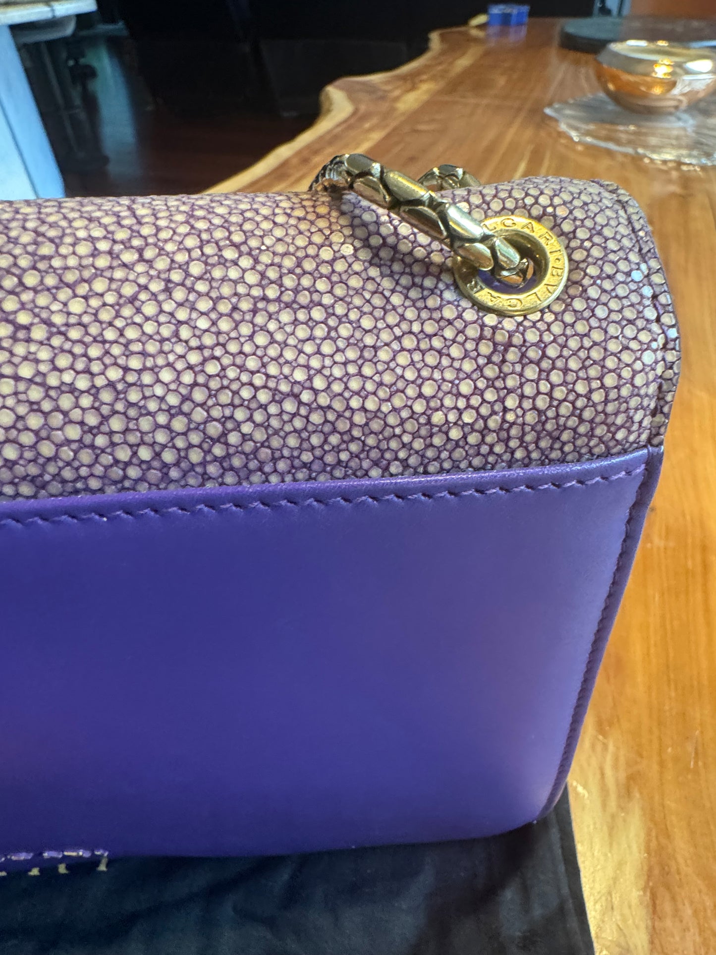 Bulgari Serpenti Shoulder Bag – Purple & Stingray Detail
