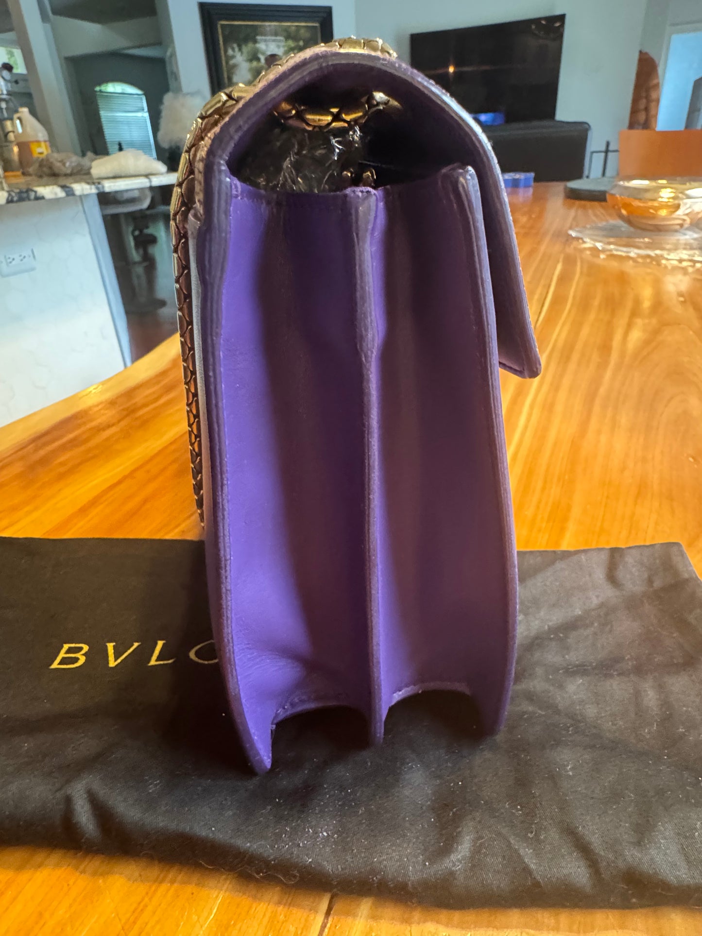Bulgari Serpenti Shoulder Bag – Purple & Stingray Detail