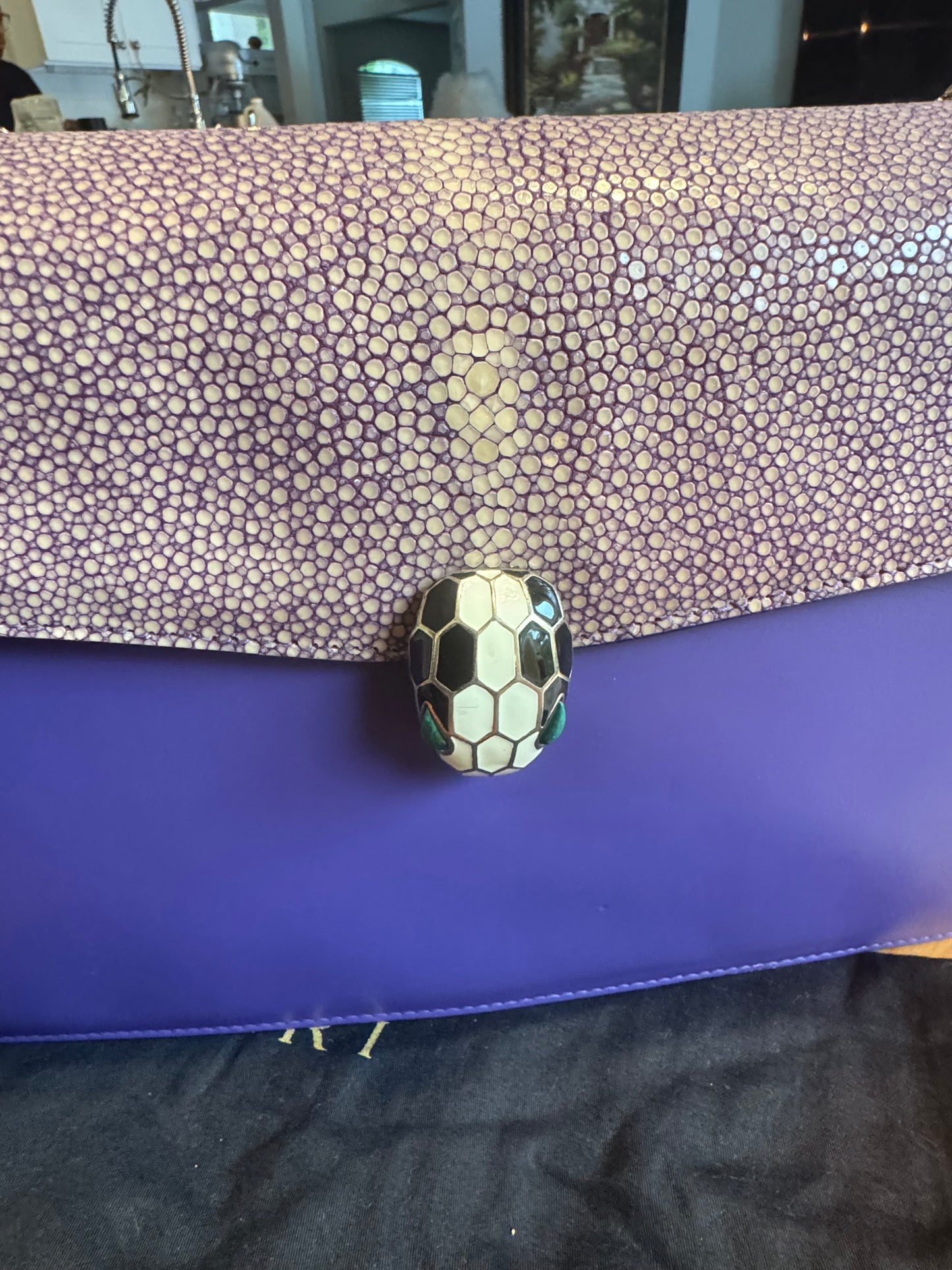 Bulgari Serpenti Shoulder Bag – Purple & Stingray Detail