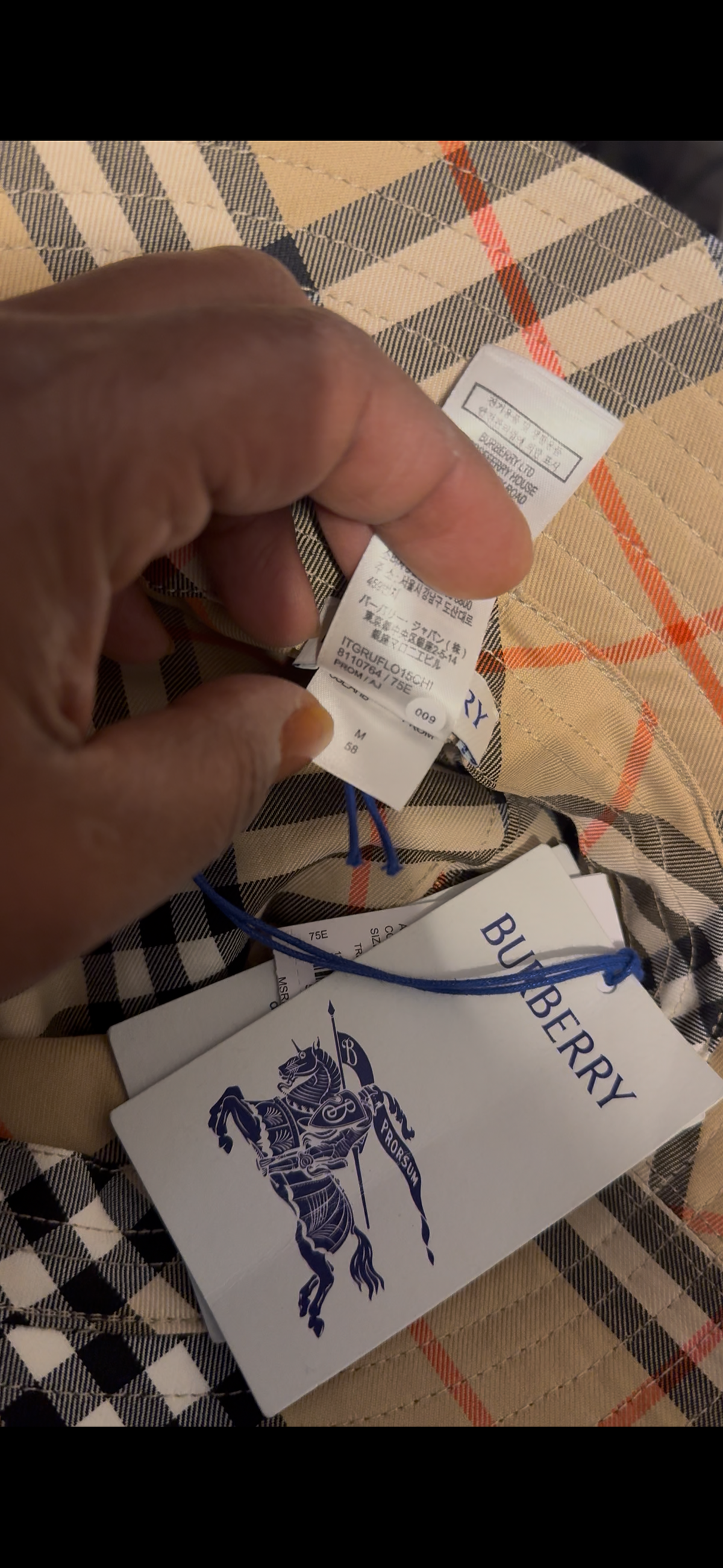 Burberry Gabardine Bucket Hat (M)  POOL BALLY GINGER (39), (3 final p)