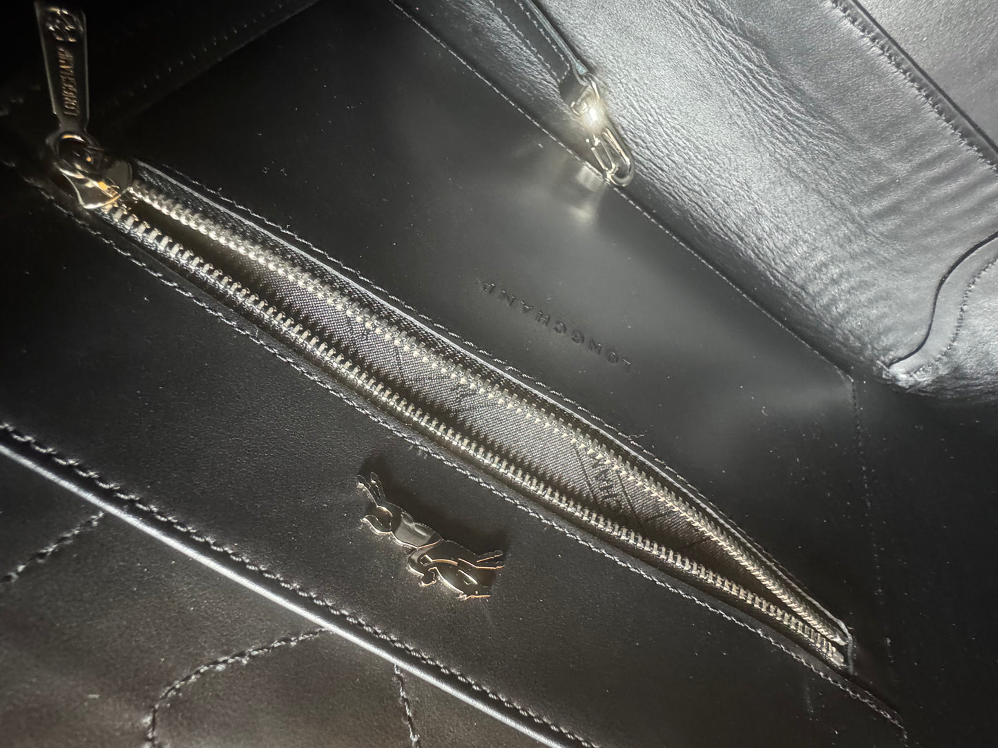 Longchamp Le Roseau handbag in a white crocodile-embossed leather