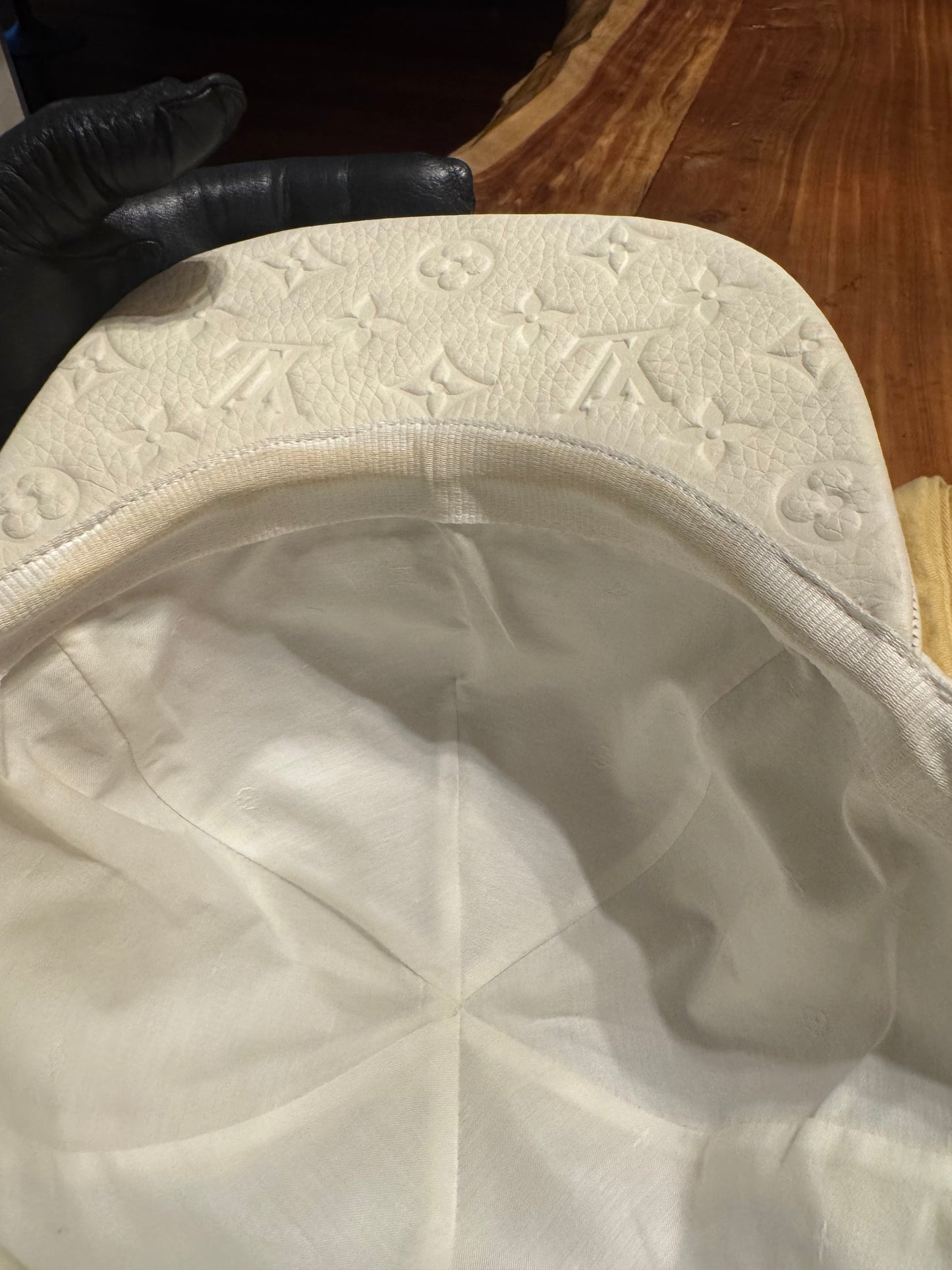 Louis Vuitton Embossed Monogram Leather Cap , Off-White