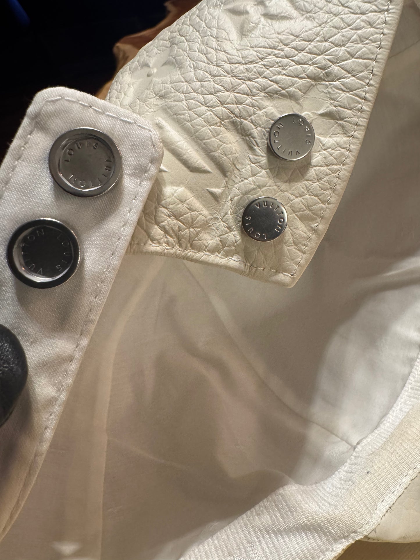 Louis Vuitton Embossed Monogram Leather Cap , Off-White