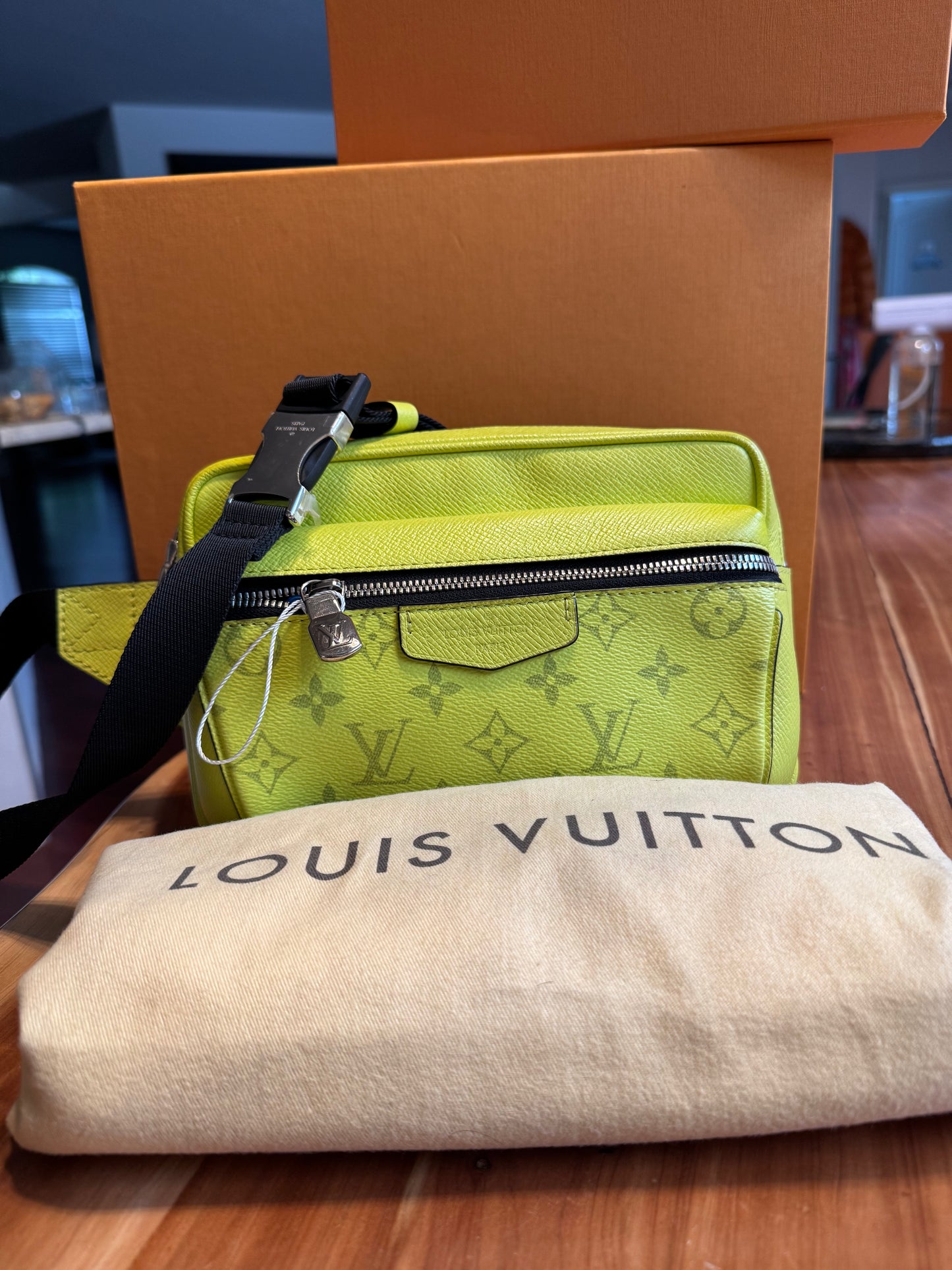 Louis Vuitton Outdoor Bumbag PM – Neon Yellow Monogram Eclipse – Unisex Crossbody