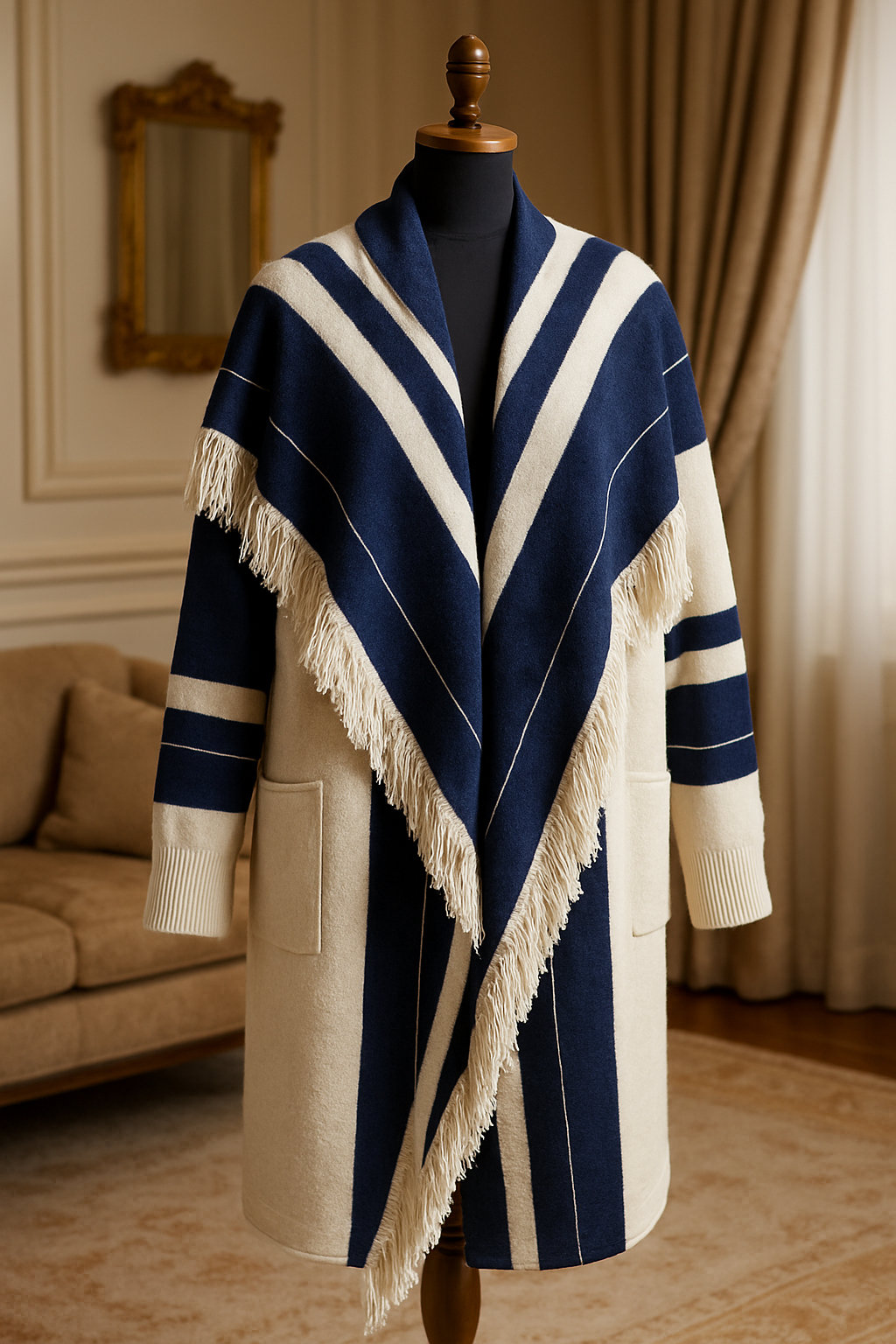 Chloé fringed wrap / shawl coat (cardigan-style)