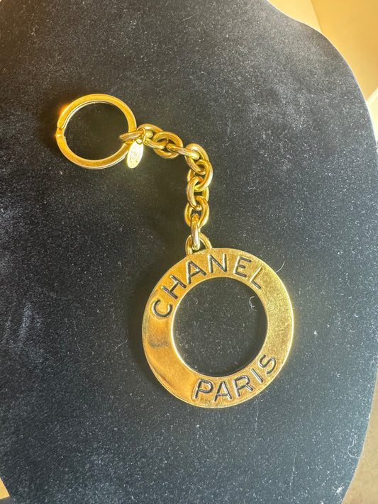 Chanel Paris round logo keychain / bag charm