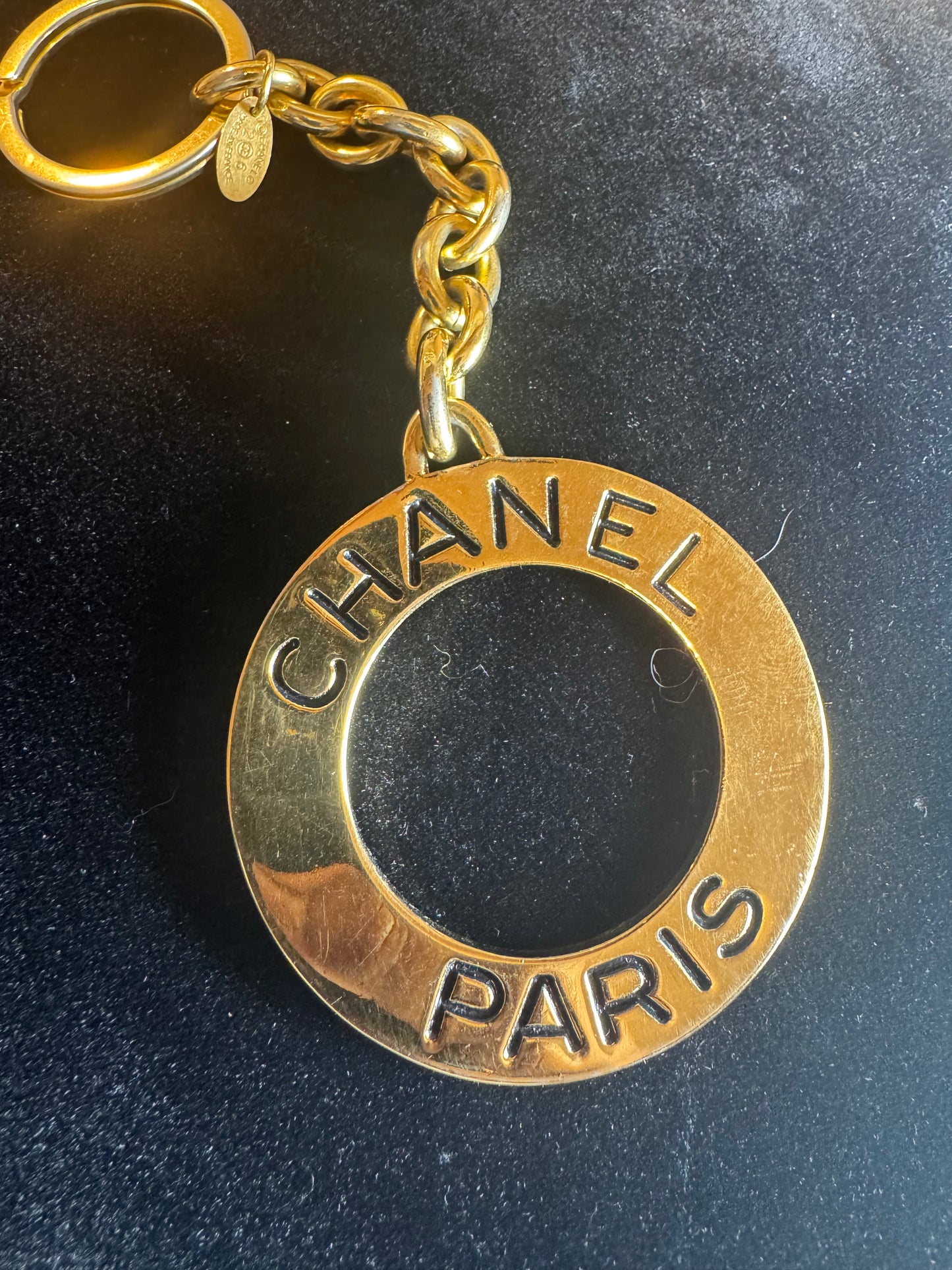 Chanel Paris round logo keychain / bag charm