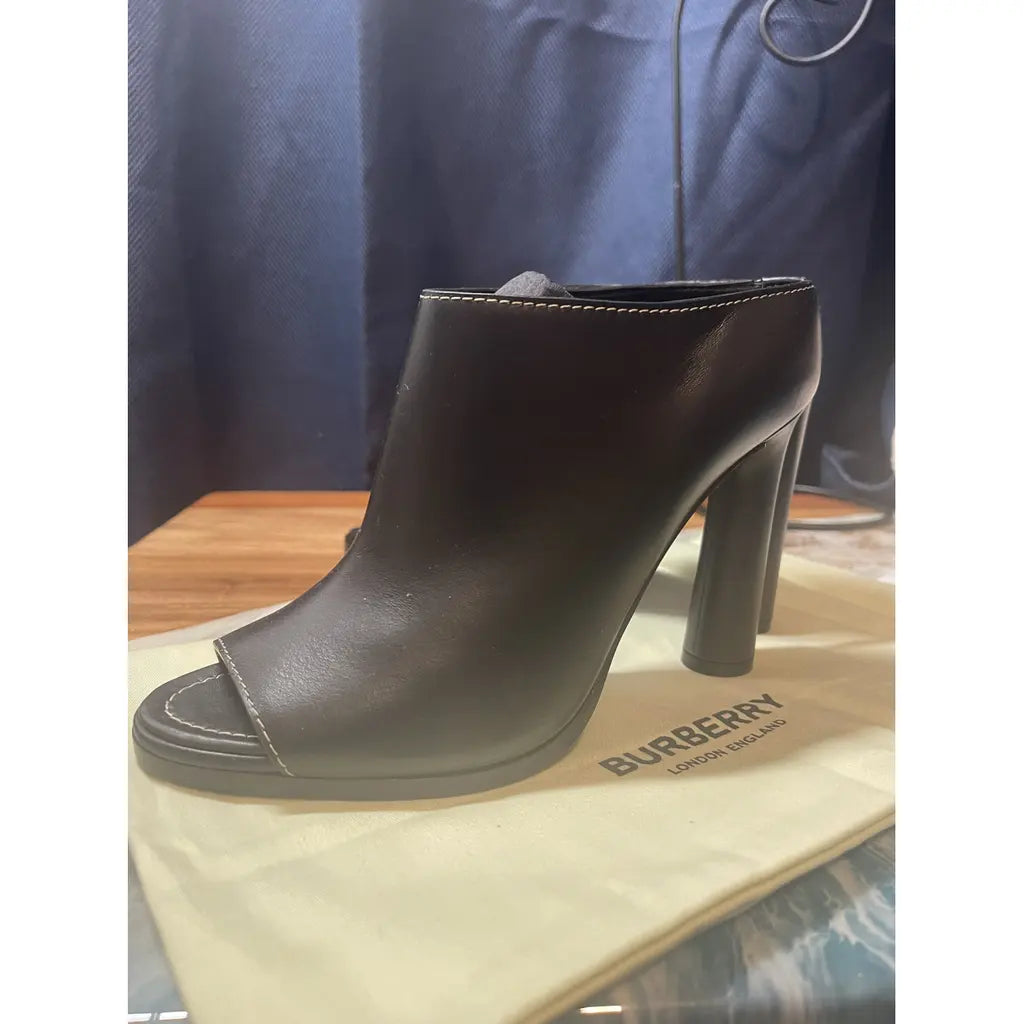 Black Burberry Mid Heels