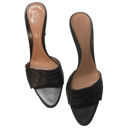 Black Gucci Leather Heels