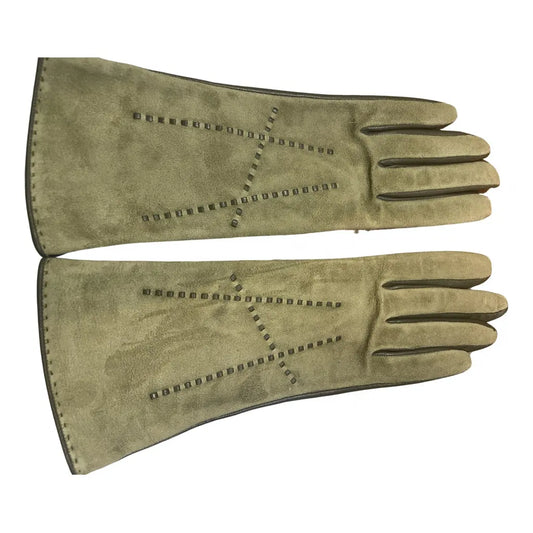 Khaki Hermés Leather Gloves